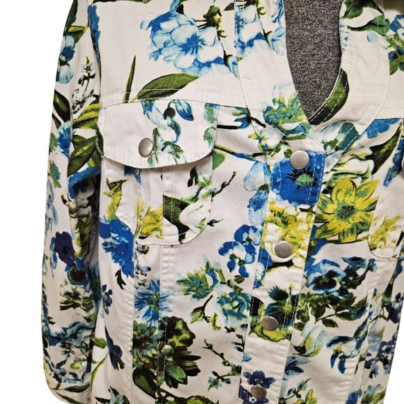 AMX Floral  Jacket Womens Size Large Snap Closure Floral Pattern Lightweight - Picture 2 of 10